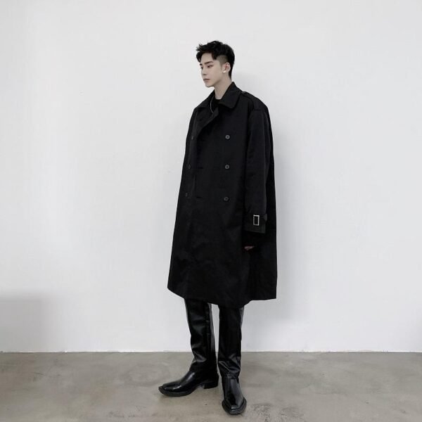 P1453802 Personalized Chain Printing Bandage Various Wearing Methods Fashionable Design Long Windbreaker Coat