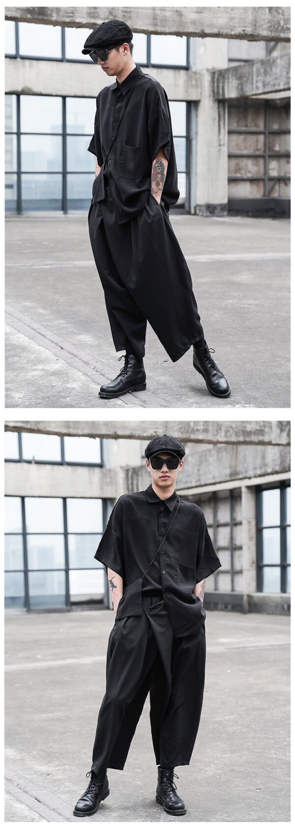 X074p85 Original Design Dark Japanese Yamamoto Style Loose Pleated Straight Tube Men's Casual Pants