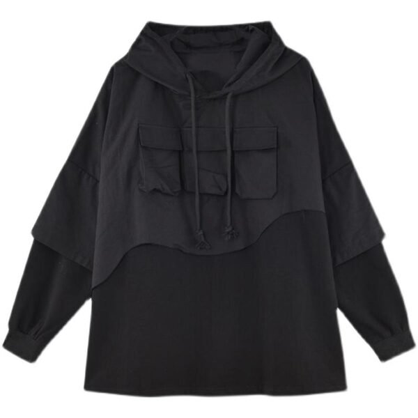 B251-WY15-P130 Dark Fake Two-piece Functional Hip-hop Hooded Stitching Oversize Sweater Jacket