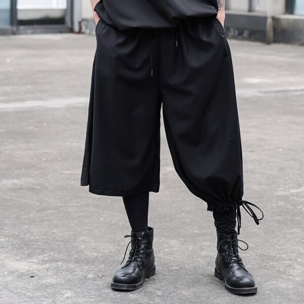 X081P85 Original Diablo Yohji Yamamoto Style Pants with Long Left and Short Right Design Loose Men's Casual Pants