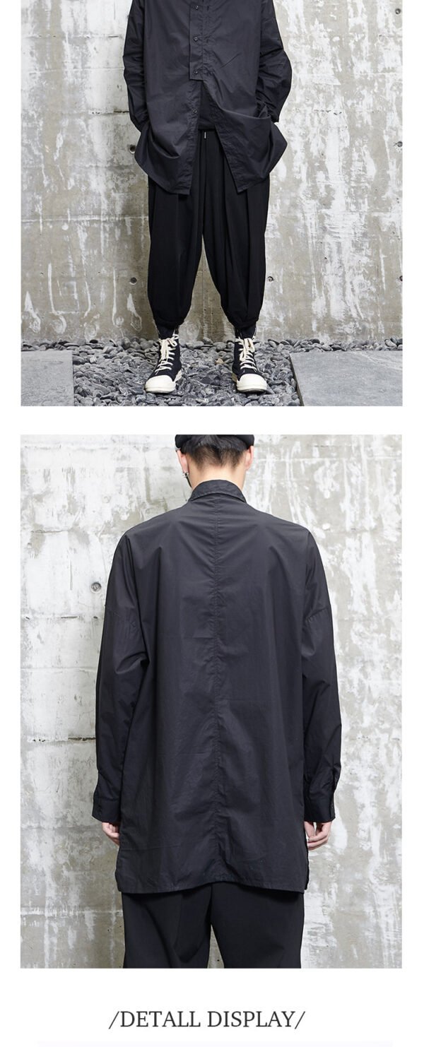 Y008P95 Original Medium and Long Length Yamamoto Yewsi Style Yohji Dark Japanese Long Sleeve Shirt .