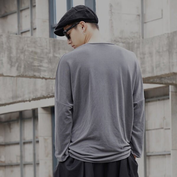 Y035P90 Original Design New Dark Yamamoto Style Zip Perforated Long-sleeved T-shirt