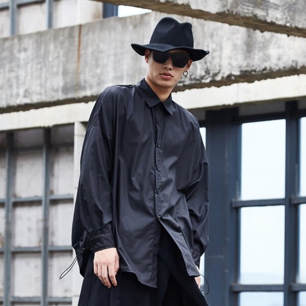 Y026P80 Original Design Dark Series Yamamoto Yaoshi Style Men's Long-sleeved Shirt