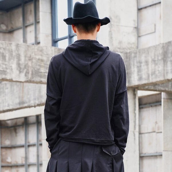 Y042P85 Original Design Diablo Yohji Yamamoto Style Draping Long Sleeve Hoodie