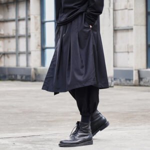 X072p110 Original Design Dark Series Yamamoto Yaosi Style Men's Casual Pants Small Leg Skirt Pants Capris