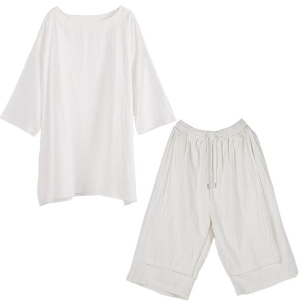 TP13P145  Original Summer Seven Sleeves Men with Loose Linen Day Cotton and Wide LegsSet