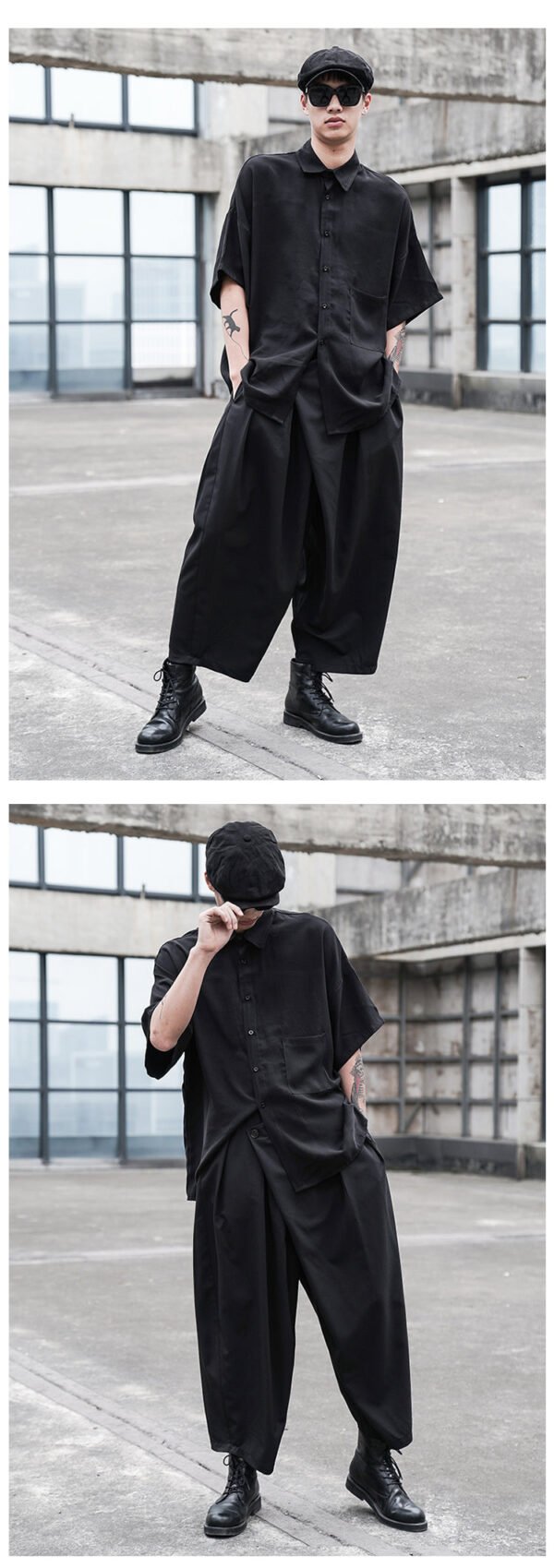 X074p85 Original Design Dark Japanese Yamamoto Style Loose Pleated Straight Tube Men's Casual Pants