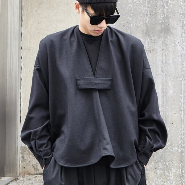 Y009P125 Original New Yamamoto Yohji Dark Japanese Line Positive and Reverse Wearing Maoni Loose Long-sleeved Shirt .