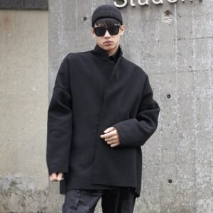 Y010P195 Original Winter New Japanese Nee Coat Men's Wool Double Shredded Coat Korean