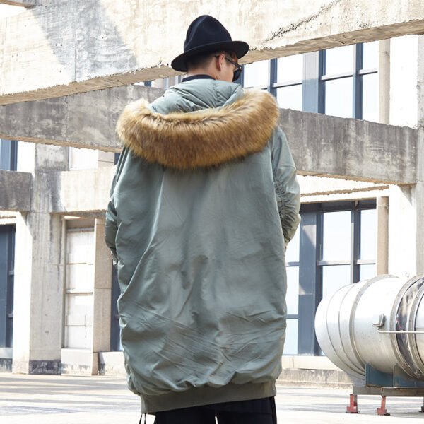 HX004P400 Original Korean East Gate Style Fur Collar Long White Duck Down Down Down Coat Army Green Coat