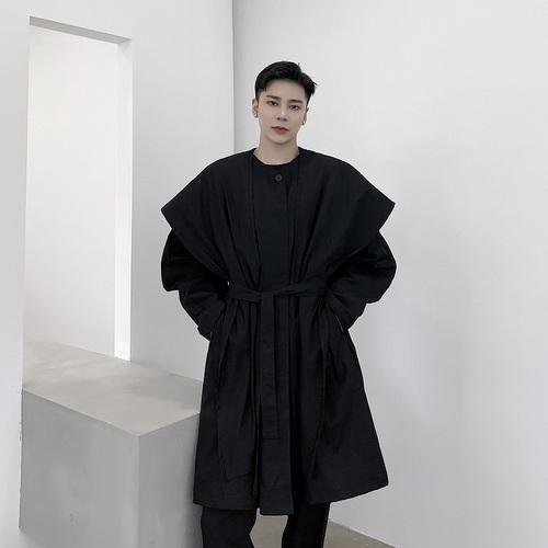 P1453998 Original Design Dark Detachable Collar Personalized Fashionable French Retro Loose Windbreaker