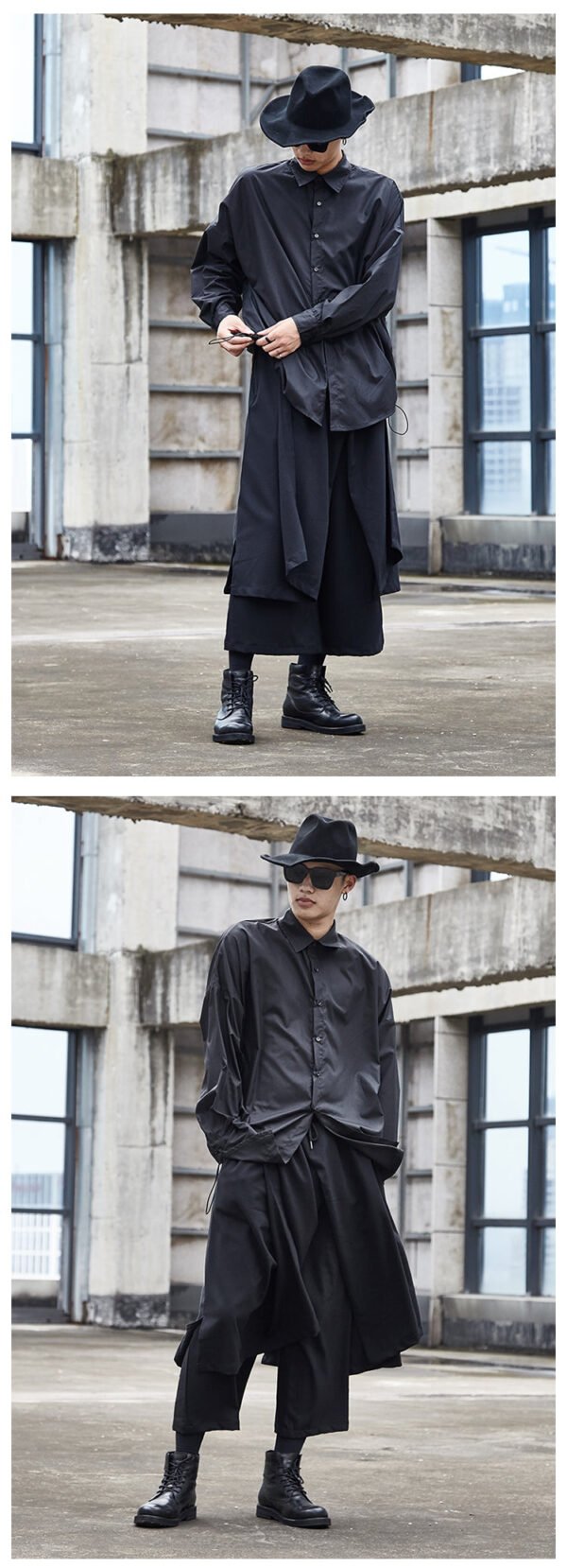 X058p90 Original Autumn and Winter New Dark Yamamoto Style Show Wide Leg Men's Casual Capris