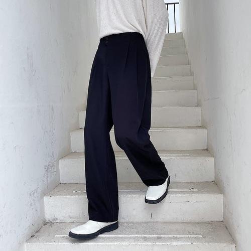 9702-P70 Autumn Simple High-grade Blue-gray Temperament All-match Trousers