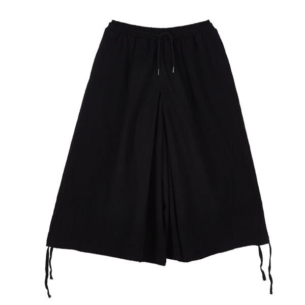 X044p85 Original DesignJanpese Style Cotton Hemp Loose Wide Leg Drawstring Dark Men's Casual Pants Skirt Retro