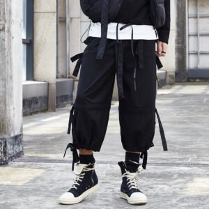 X067P85 Creative Design: Black Yamamoto Yaoshi Style with Men's Casual Pants