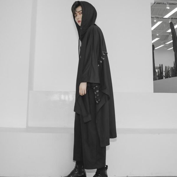 CT675 P85 Autumn/Winter Men's and Women's Tide Ins Loose-fitting Hooded T-shirt Cape Performance Dress Dark Black Youth Jacket