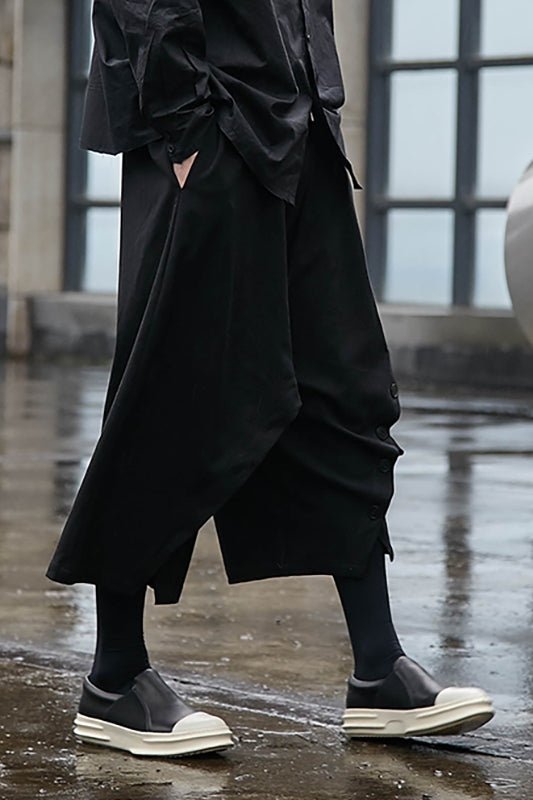 X041p95 Original Design Yohji Yamamoto Style Japanese Four Season Loose Wide Leg Men's Capris