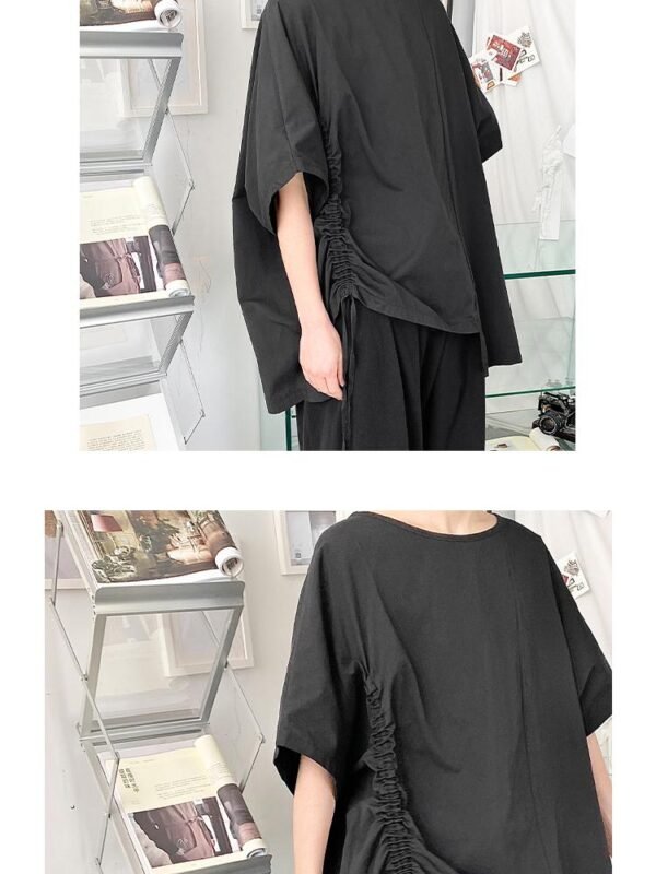 C1908 P40 Japanese Loose Asymmetrical Short-sleeved Shirt