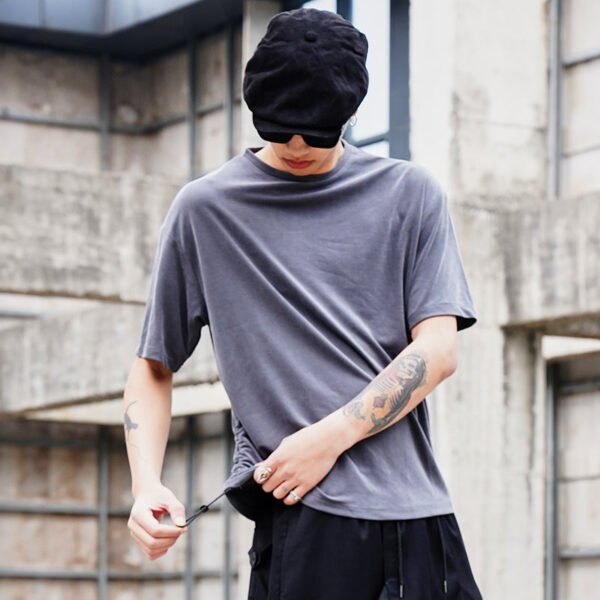 Y043p65 Original Design Dark Round Neck Men's Short Sleeve T-shirt