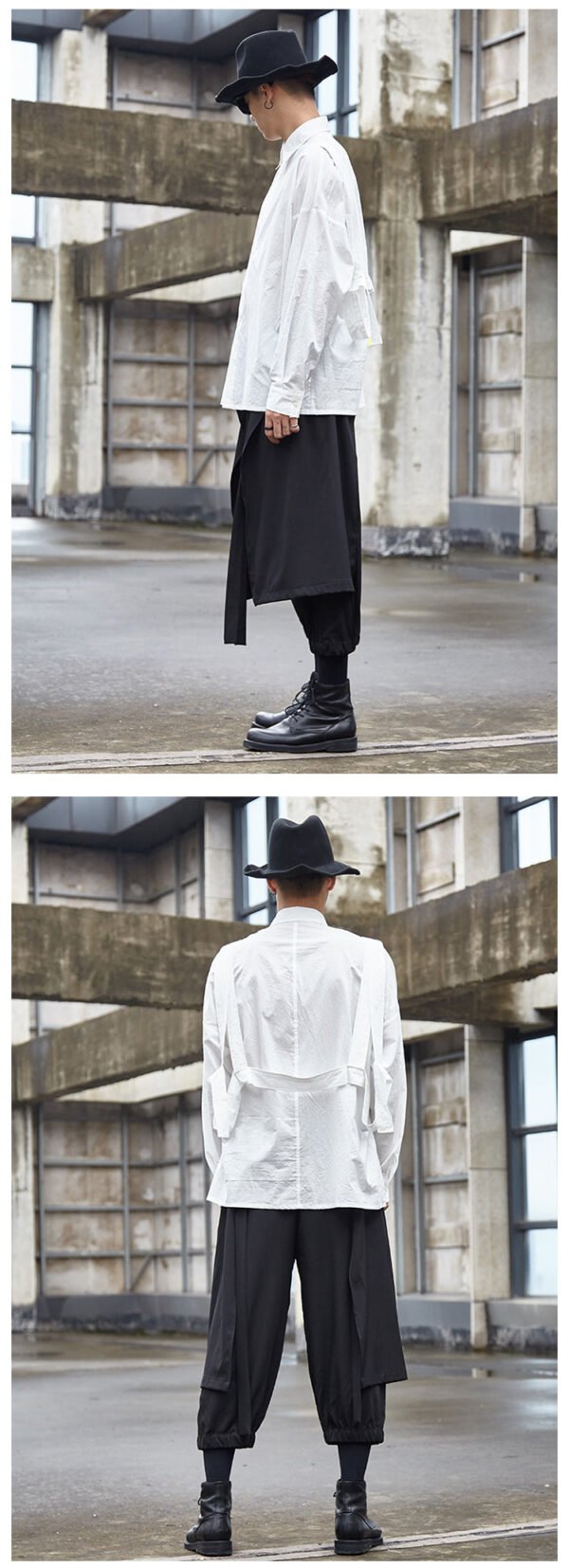 X062P90 Original Dark Japanese Yamamoto Style Men Nine Pointscasual Pants