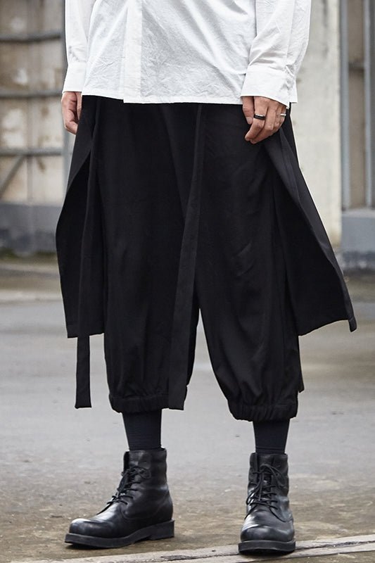 X062P90 Original Dark Japanese Yamamoto Style Men Nine Pointscasual Pants