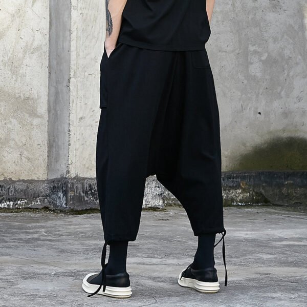X043P80 Original Designer Style Yoji Mountain Black Pants Drawstring Men Nine Points Casual Pants