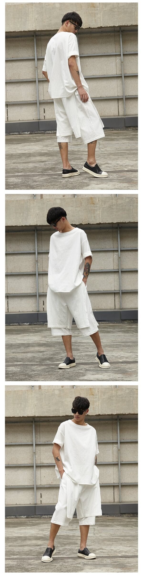 TP13P145  Original Summer Seven Sleeves Men with Loose Linen Day Cotton and Wide LegsSet