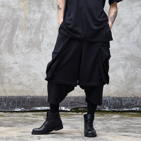 X051P100 Original Yohji Yamamoto Style Oversized Pocket Design Stitching Fake Two Men's Pants