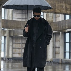 Y012P185 Original Hong Kong Flavor Hip-hop Long East Gate Lamb Coat Broad Men's Coat