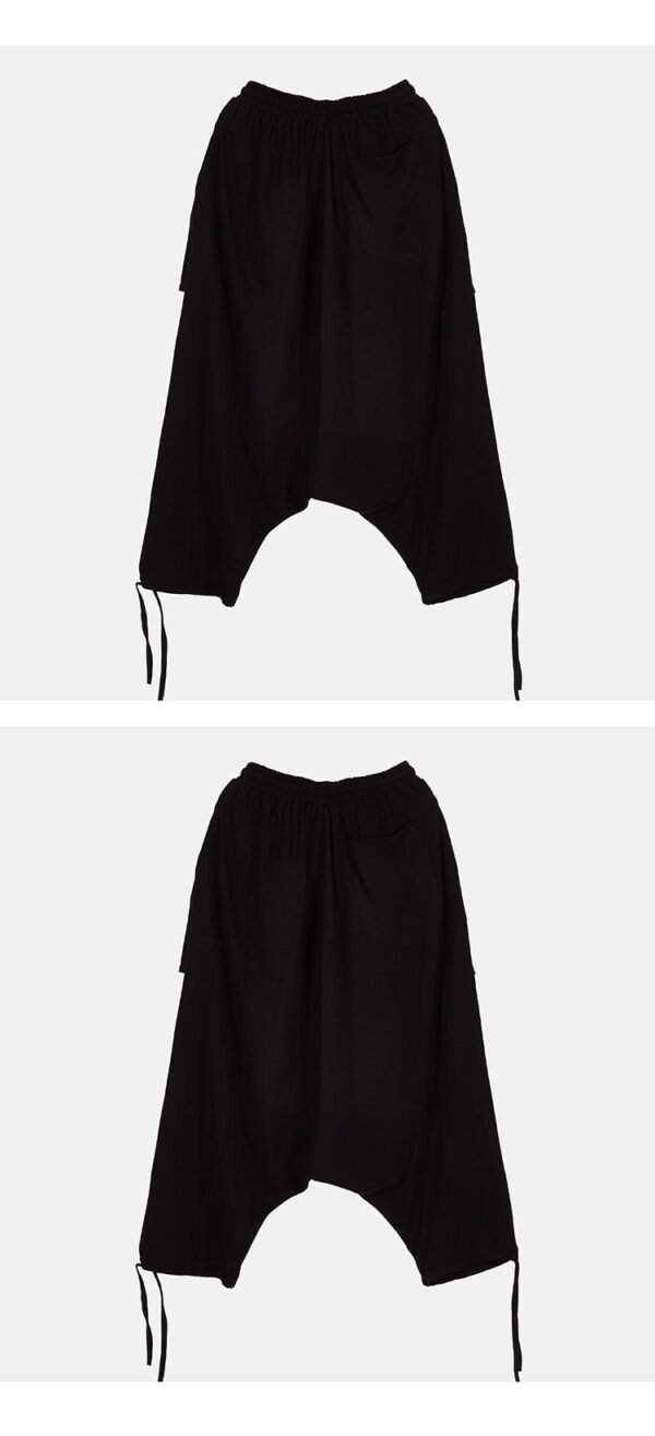 X043P80 Original Designer Style Yoji Mountain Black Pants Drawstring Men Nine Points Casual Pants