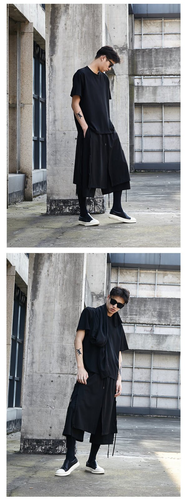 X022p120 Original Yamamoto Dark Nine Point Skirt Pants Fashion Men's Personalized Hair Stylist's Clothing Men's Casual Pants