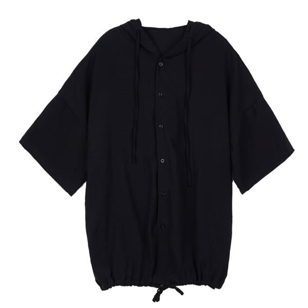 Y048p80 Original Design Dark Yamamoto Style Hooded Loose Off Shoulder Men's Shirt Top