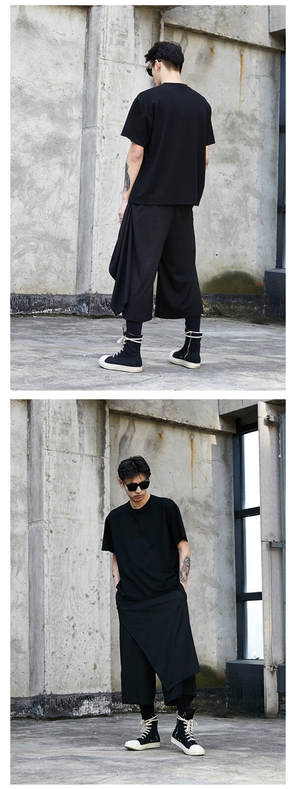 X006p90 Original Design New Men's Loose Casual Wide Leg Pants Yamamoto Style Yohji Dark Skirt Pants