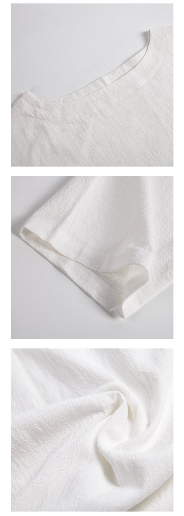 TP1P65 Original Men's Linen Short Sleeve Loose Large Size Sleeve Sleeve Seven-sleeve T Shirt Cotton Linen Half-sleeved Top