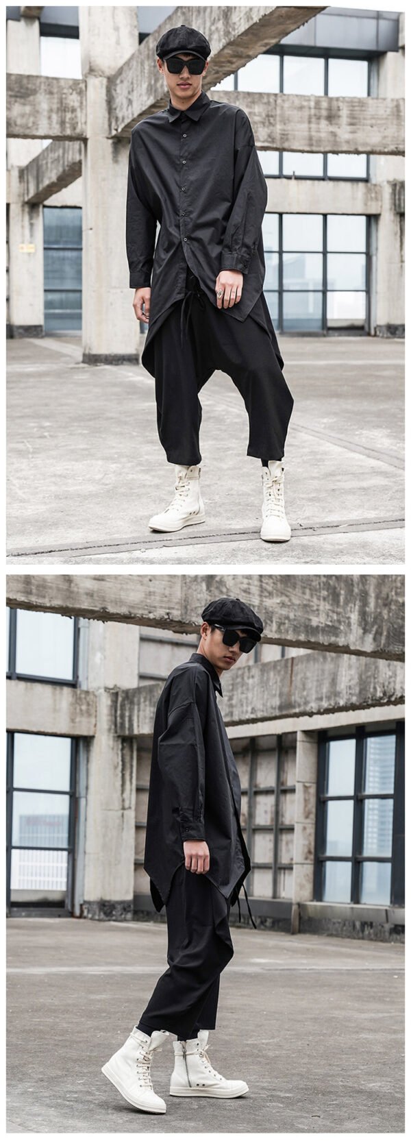 X078P90 Original Design Dark Japanese Yamamoto Style Hairstylist Loose Cross Crotch Male Casual Pants