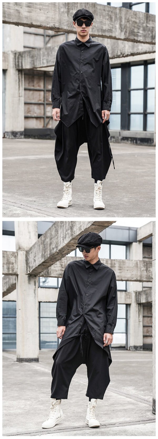 X078P90 Original Design Dark Japanese Yamamoto Style Hairstylist Loose Cross Crotch Male Casual Pants