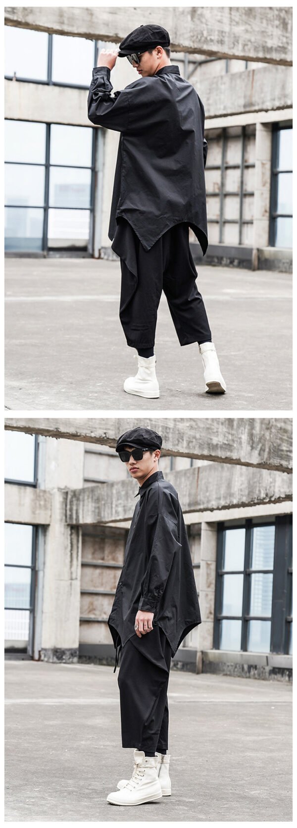 X078P90 Original Design Dark Japanese Yamamoto Style Hairstylist Loose Cross Crotch Male Casual Pants