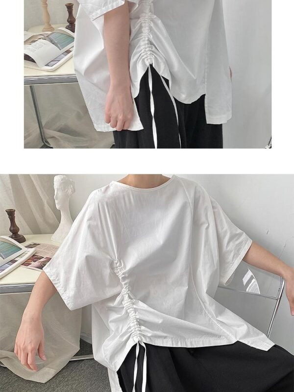 C1908 P40 Japanese Loose Asymmetrical Short-sleeved Shirt