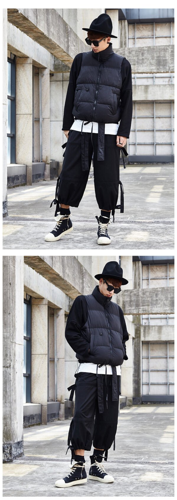 X067P85 Creative Design: Black Yamamoto Yaoshi Style with Men's Casual Pants