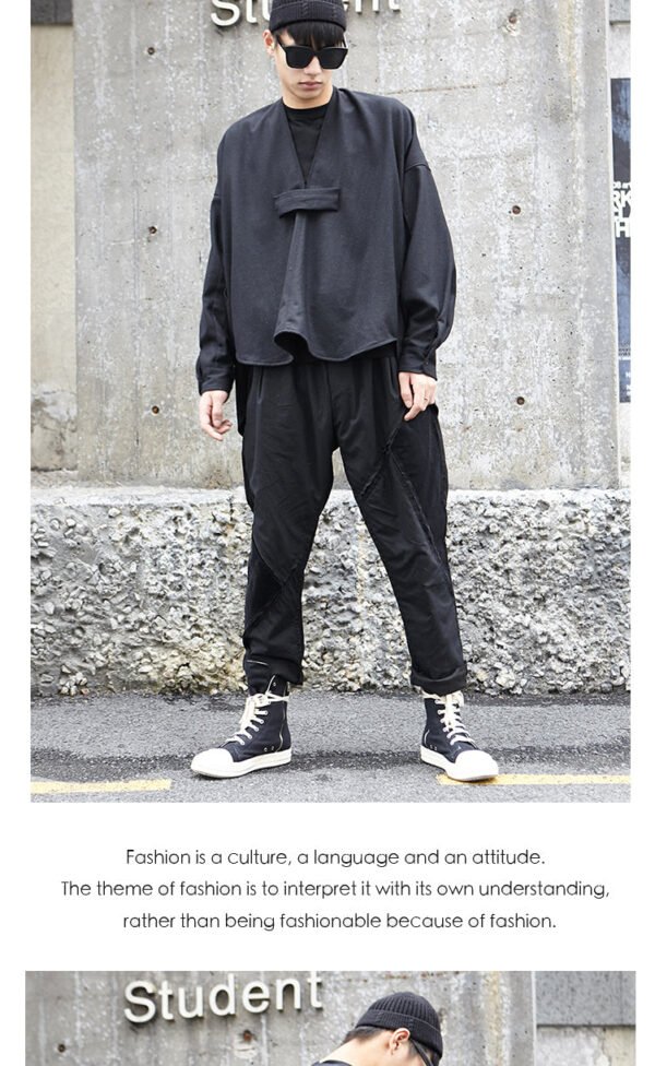 Y009P125 Original New Yamamoto Yohji Dark Japanese Line Positive and Reverse Wearing Maoni Loose Long-sleeved Shirt .