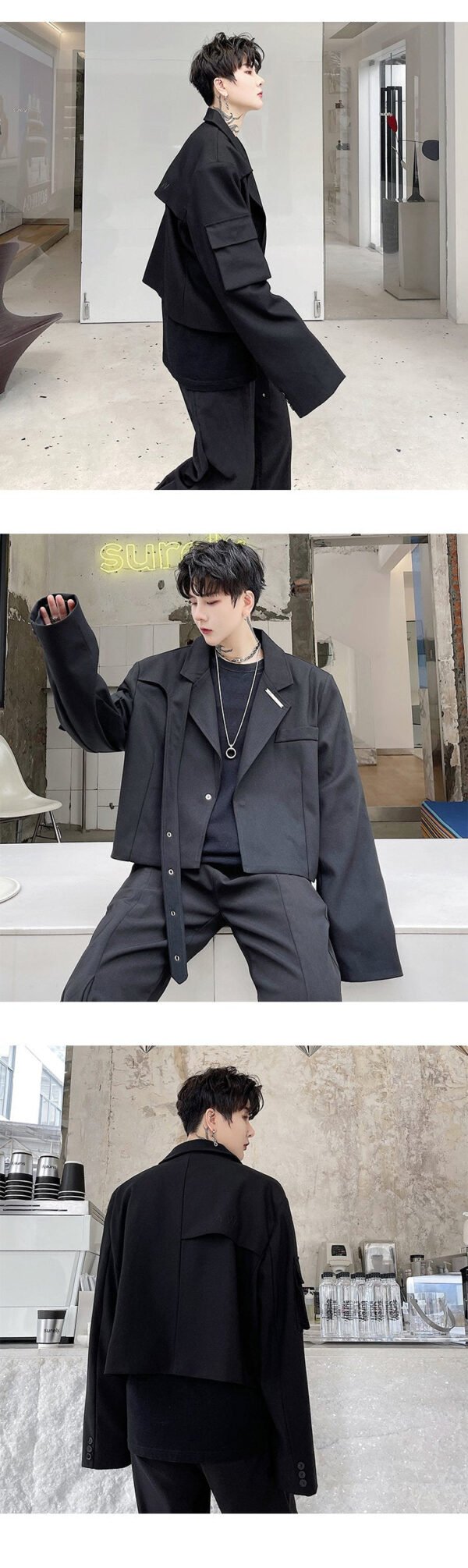 H1306 P135 Yamamoto Wind Dark Hair Stylist Niche High-level Sense of Street Fried Suit Jacket