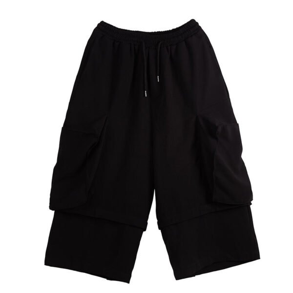 X051P100. Original Dark Big Pocket Yohji Style Fake Two Design Men's Pants .