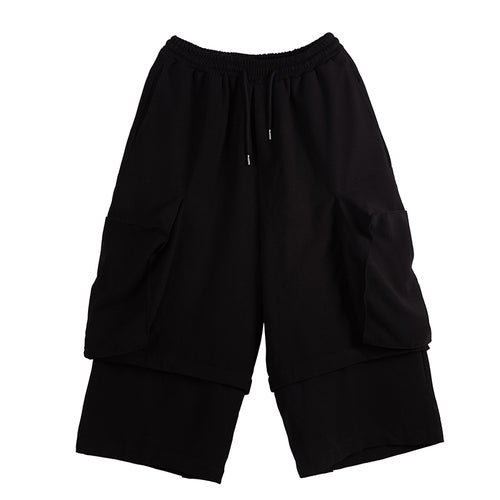 X051P100. Original Dark Big Pocket Yohji Style Fake Two Design Men's Pants .