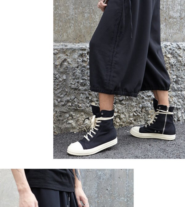 X013P85 Yohji New Dark Montenegro Ben Yew Style Side Seam Pull Rope Two Wearing Wide-legged Men's Casual Pants