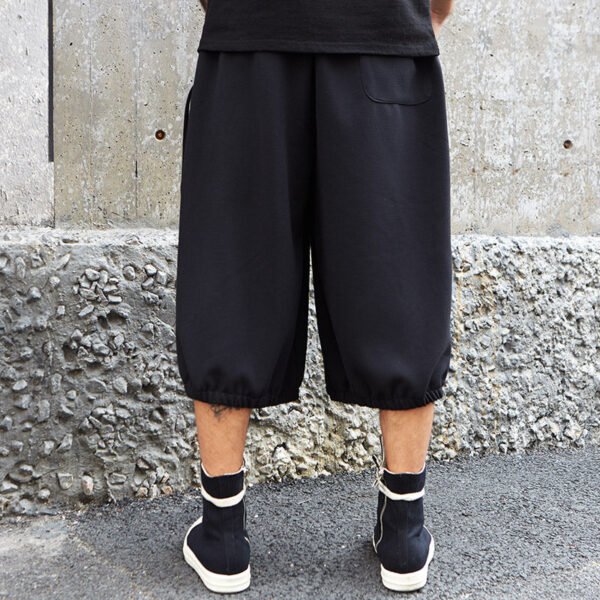 X013P85 Yohji New Dark Montenegro Ben Yew Style Side Seam Pull Rope Two Wearing Wide-legged Men's Casual Pants